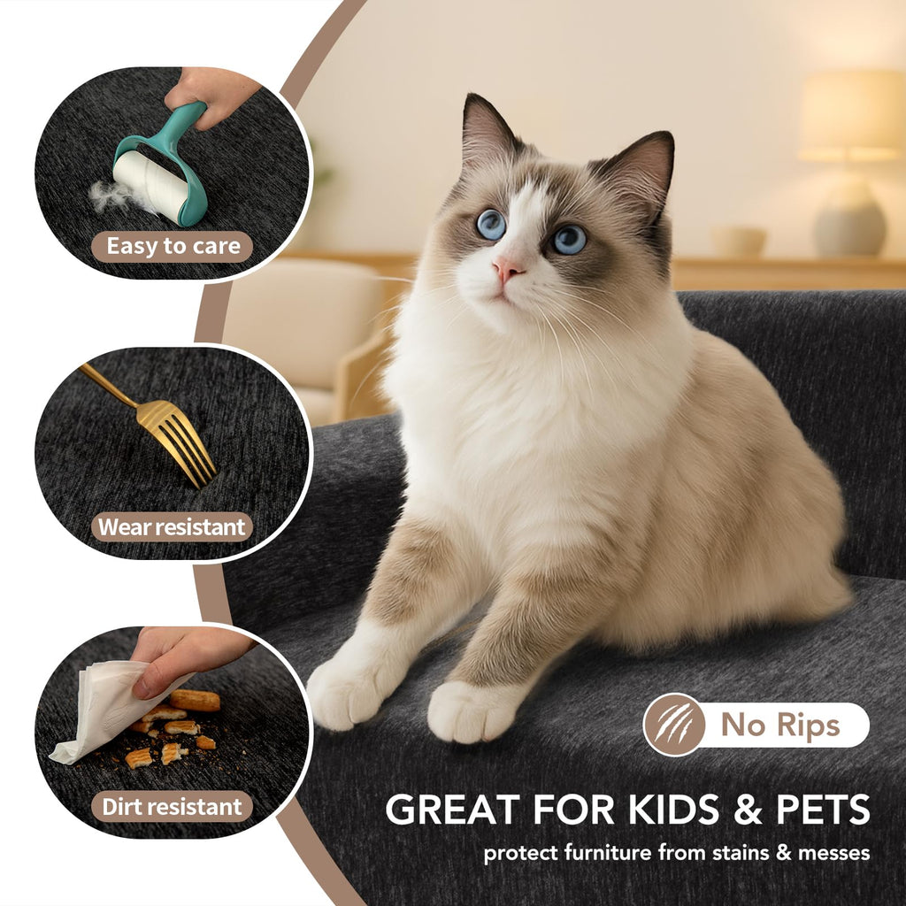 KaviKon Couch Cover for Sofa, Boho Sofa Covers Washable 4 Cushion for Dogs