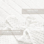 Exclusivo Mezcla Fleece Bed Blanket Twin Size, Super Soft and Warm Blankets for Couch, Sofa and Bed Waffle Textured, Cozy, Fuzzy and Lightweight (Pure White, 90x66 Inches)
