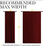 NICETOWN 2 Panels Blackout Curtains, Rod Pocket Window Curtains Room Darkning Drapes for Bedroom/Living Room, Thermal Insulated Solid Draperies for Home Office/Study, 62 by 72-Inch, Burgundy Red