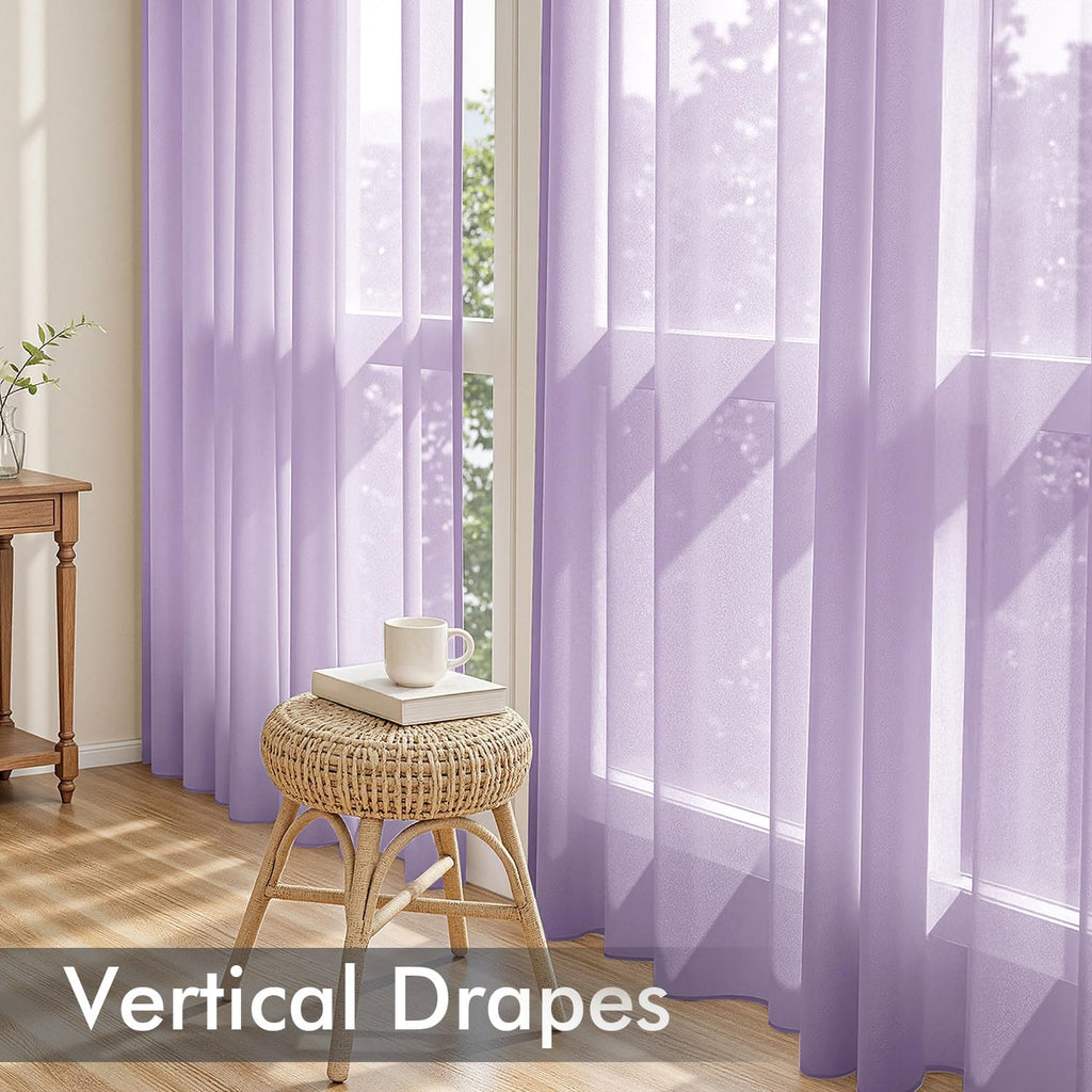 MIULEE Light Purple Sheer Curtains 84 Inches Long 4 Panels 42 x 84 Inches