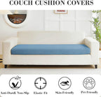 Couch Covers for 3 Cushion Sofa Pet Friendly Couch Cushion Covers Universal Sofa Covers Washable Stretch Slipcovers for Sectional Sofa (Texture Blue,Large Triple Seat Cover)