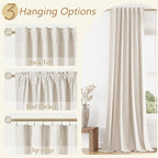 Guken 100% Blackout Curtains 45 Inch Length 2 Panels Set for Living Room Bedroom Back Tab Thermal Insulated Black Out Linen Drapes Room Darkening Window Curtains 45 Inches Long