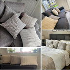 Fancy Homi 4 Packs Neutral Long Lumbar Decorative Throw Pillow Covers 14x24 Inch for Living Room Couch Bed, Boho Home Decor, Soft Striped Corduroy Rectangle Accent Grey Cushion Case 35x60 cm