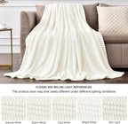 BEDELITE Fleece Blanket Queen Size – 3D Ribbed Jacquard Soft and Warm Decorative Fuzzy Blankets – Cozy, Fluffy, Plush Lightweight Throw Blankets for Couch, Bed, Sofa(Cream, 90x90 inches)