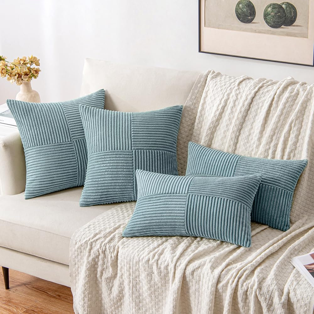 MIULEE Slate Blue Decorative Throw Pillow Covers for Couch 18x18 Inch