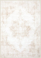 Area Rugs 8x10 Vintage Rug: Large Washable Living Room Rug Retro Medallion Distressed Rugs Soft Low Pile Non-Slip Indoor Floor Carpet for Bedroom Kitchen Nursery Dining Table Office (Beige, 8'x10')