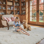 Area Rugs10x14 for Living Room,Cream Large Shaggy Carpet Plush Furry Rug
