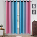 Yakamok Ombre Pink and Blue Curtains for Bedroom, Gradient Room Darkening Curtains, Grommet Thermal Insulated Light Blocking Window Drapes/Curtain for Living Room,52 x 72 Inch,2 Panels
