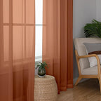 Simplebrand Orange Sheer Curtains 96 Inches Long, Light Filtering Rod Pocket Solid Color Window Sheer Curtain Panels, Elegant Curtains & Drapes for Living Room, Bedroom 2 Panels, 42" W x 96" L