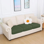 hyha Milk Silk Couch Cushion Covers, Soft Magic Sofa Covers Washable for 3 Cushion Couch, Stretch Sectional Outdoor Cushion Covers for Patio Furniture with Elastic Bottom(3 Packs, Bronze Green)