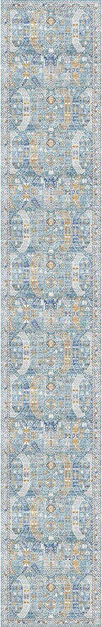 Madane Hallway Runner Rug 2x12, Extra Long Washable Runner Rugs with Rubber Backing, Non Slip Carpet Runner for Hallway, Vintage Rug Runners for Kitchen Laundry Room Entryway (Blue/Gold, 2'x12')