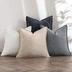 MIULEE Beige Boho Linen Decorative Pillow Covers 24x24 Inch Pack of 4