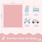 Yurhap Fleece Baby Blanket Heart Checkered Blanket, Ultra Soft Cozy Baby Blankets for Girls Boys, Fluffy Infant Toddler Newborn Receiving Blankets for Crib Stroller 30”×40” (Dark Pink)