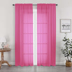 OWENIE Hot Pink Sheer Curtains for Bedroom Living Room 72 Inches Long 2 Panels Set, Modern Light Filtering Sheer Curtain Rod Pocket Clear Drapes for Window Sliding Door, Hot Pink, Each 42 x 72 Inch