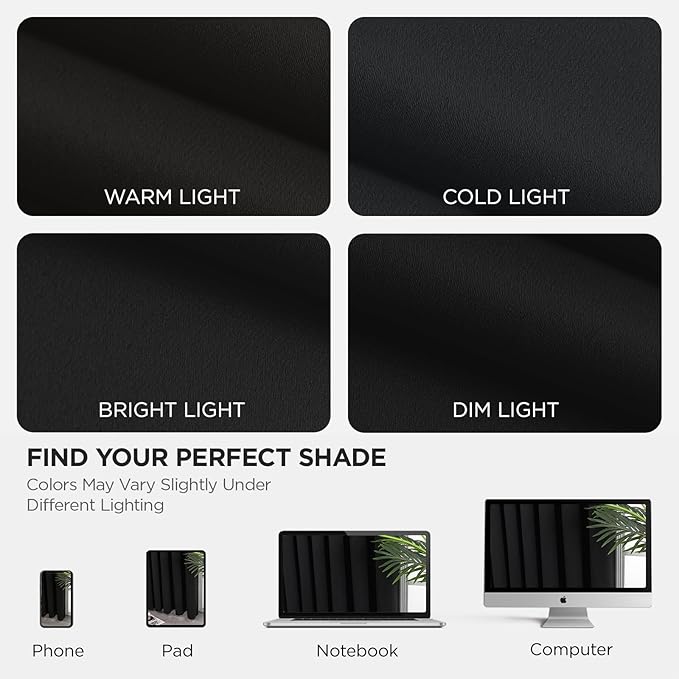 Joydeco Blackout Patio Sliding Door Curtains 90 Inches Long, Grommet Privacy Room Divider Curtains, Extra Wide Thermal Blackout Drapes for Bedroom Living Room (Black, 80Wx90L, 1 Panel)