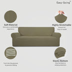 Easy-Going Stretch Sofa Slipcover 1-Piece Sofa Cover Furniture Protector Couch Soft with Elastic Bottom for Kids, Polyester Spandex Jacquard Fabric Small Checks (Sofa, Khaki)