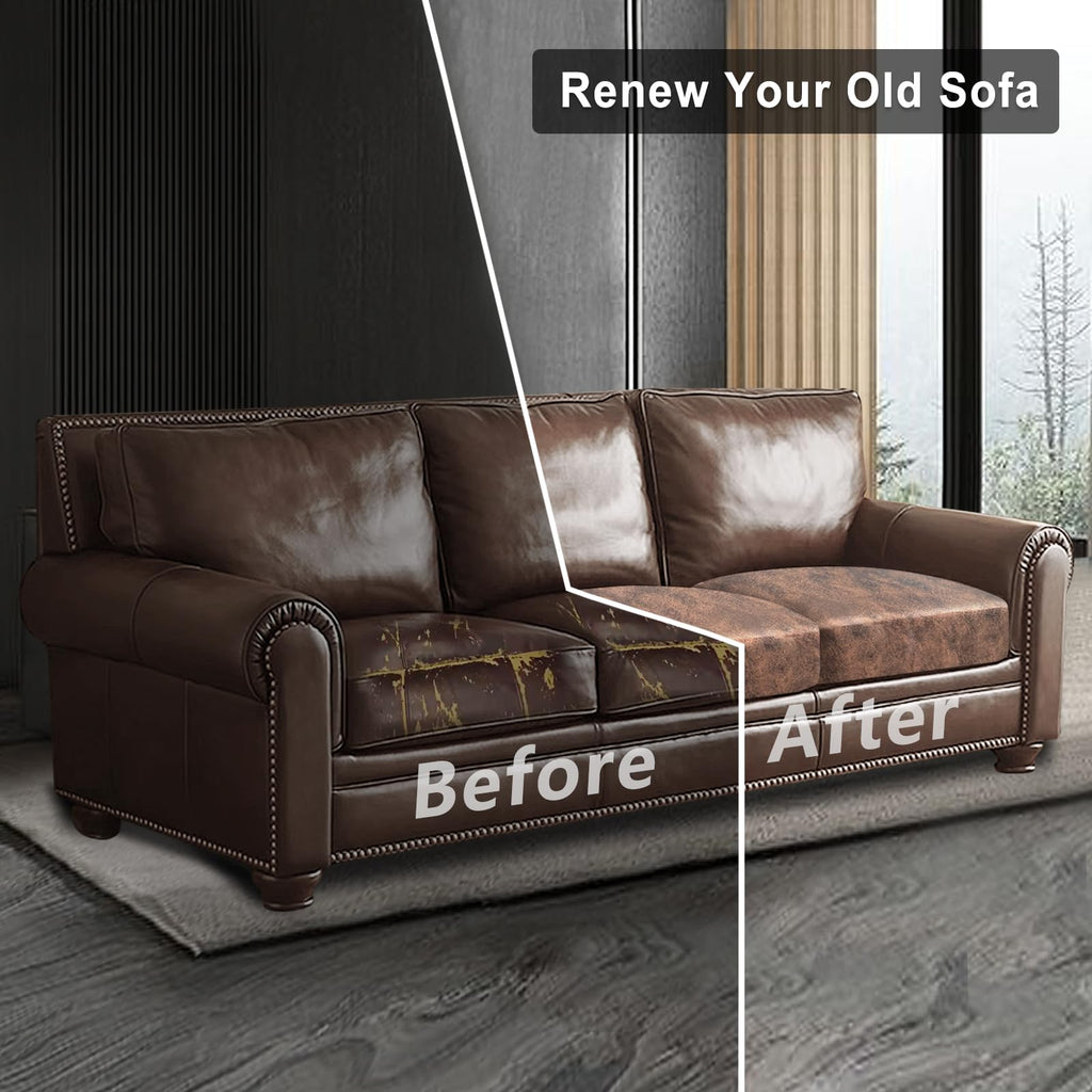 ANARACHON Leather Look Couch Cushion Covers Sofa Seat Slipcovers Sets Couches Furniture Protector for Sectional Armchair Loveseat Pets Kids Stretch Spandex Fabric (3 Cushion Sofa, Light Brown)