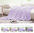 Exclusivo Mezcla Fleece Queen Size Blanket for Bed, 90x90 Inches Soft Cozy Jacquard Flannel Blankets, Lightweight Fuzzy Plush Warm for Women, Lilac Purple