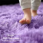 Amdrebio Purple Round Rugs 5Ft for Girls Bedroom Decor Aesthetic, Fluffy Fuzzy Circle Area Rug for Kids Playroom, Cute Furry Shaggy Circular Princess Carpet for Living Room, Baby Nursery, Preppy Dorm