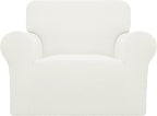 Easy-Going Stretch Chair Sofa Slipcover 1-Piece Couch Sofa Cover Furniture Protector Soft with Elastic Bottom for Kids, Pet. Spandex Jacquard Fabric Small Checks (Chair, Cream)