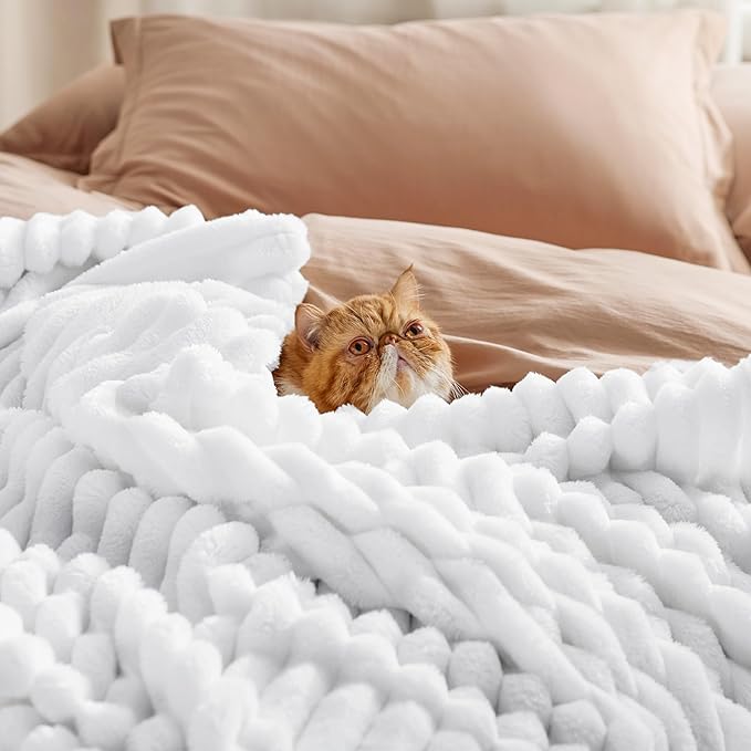 Bedsure Soft Throw Blanket for Couch Decor Gifts Bright White 50"x70"