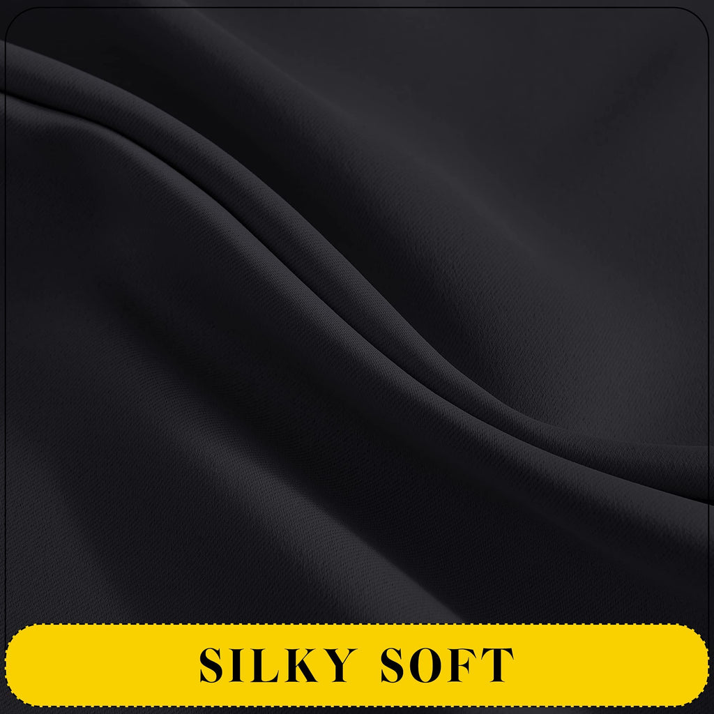 NICETOWN Black Blackout Curtains with Attached Valance, Solid Room Darkening Window Treatment Drapes/Draperies for Bedroom (2 PCs, 52 inches Wide by 45 inches Long)