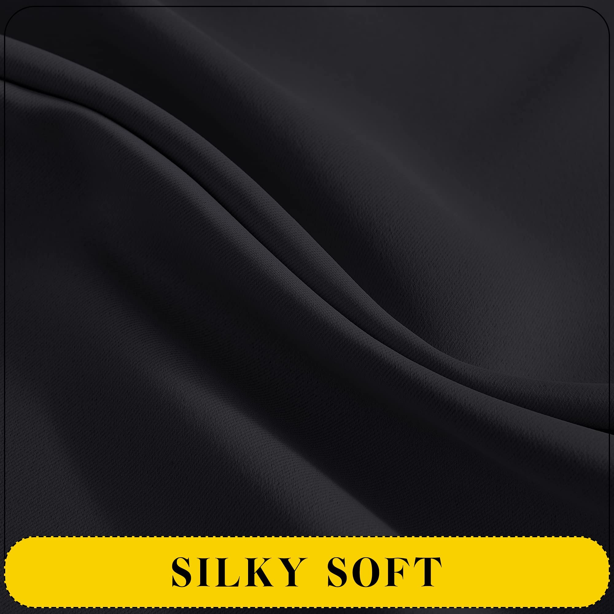 NICETOWN Black Blackout Curtains with Attached Valance, Solid Room Darkening Window Treatment Drapes/Draperies for Bedroom (2 PCs, 52 inches Wide by 45 inches Long)