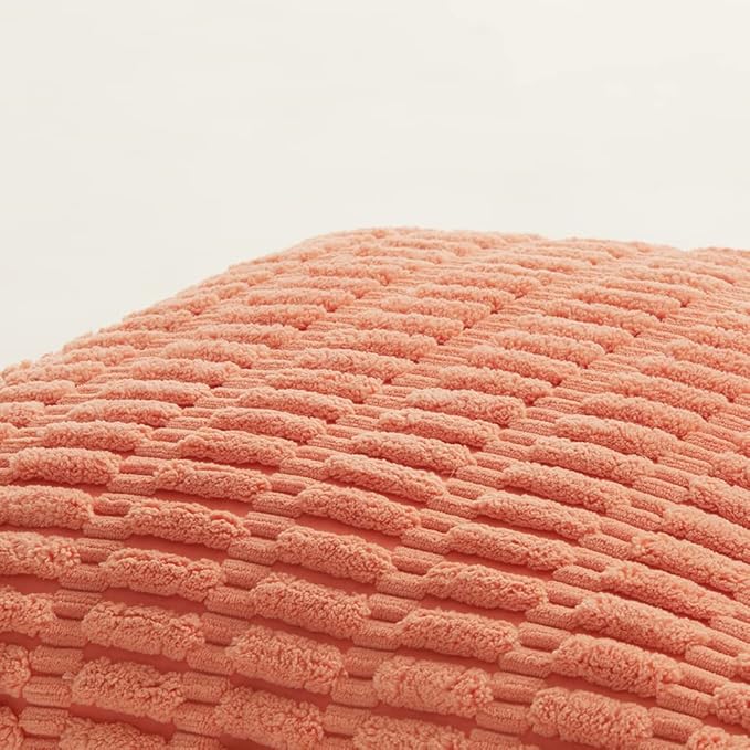 Fancy Homi 4 Packs Decorative Throw Pillow Covers for Living Room Couch Bed, Modern Farmhouse Boho Home Décor Accent Cushion Case, 18" x 18", Coral
