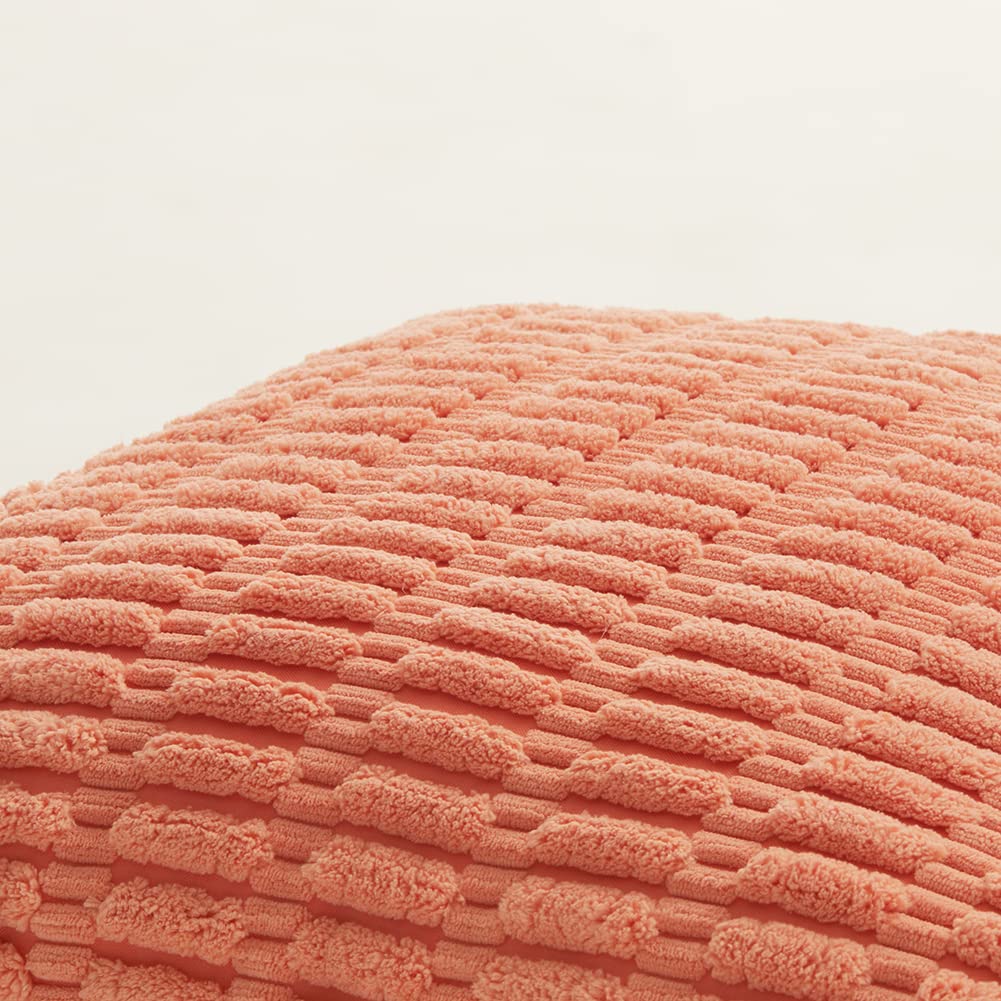 Fancy Homi 4 Packs Decorative Throw Pillow Covers for Living Room Couch Bed, Modern Farmhouse Boho Home Décor Accent Cushion Case, 24" x 24", Coral