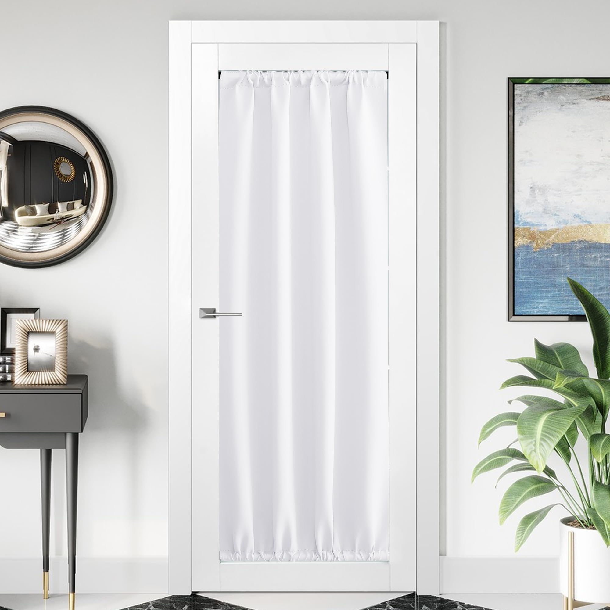 NICETOWN 1 Panel Blackout Door Curtain, Thermal Insulated Privacy Window Covering for Patio French Front Door Sidelight Curtain, Rod Pocket and Ceiling Track, W36 x L72 inch, Pure White