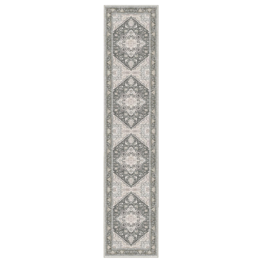 OPPODREAM Soft Area Rugs 2x10, Persian-Inspired Washable Rug, Greenish Grey