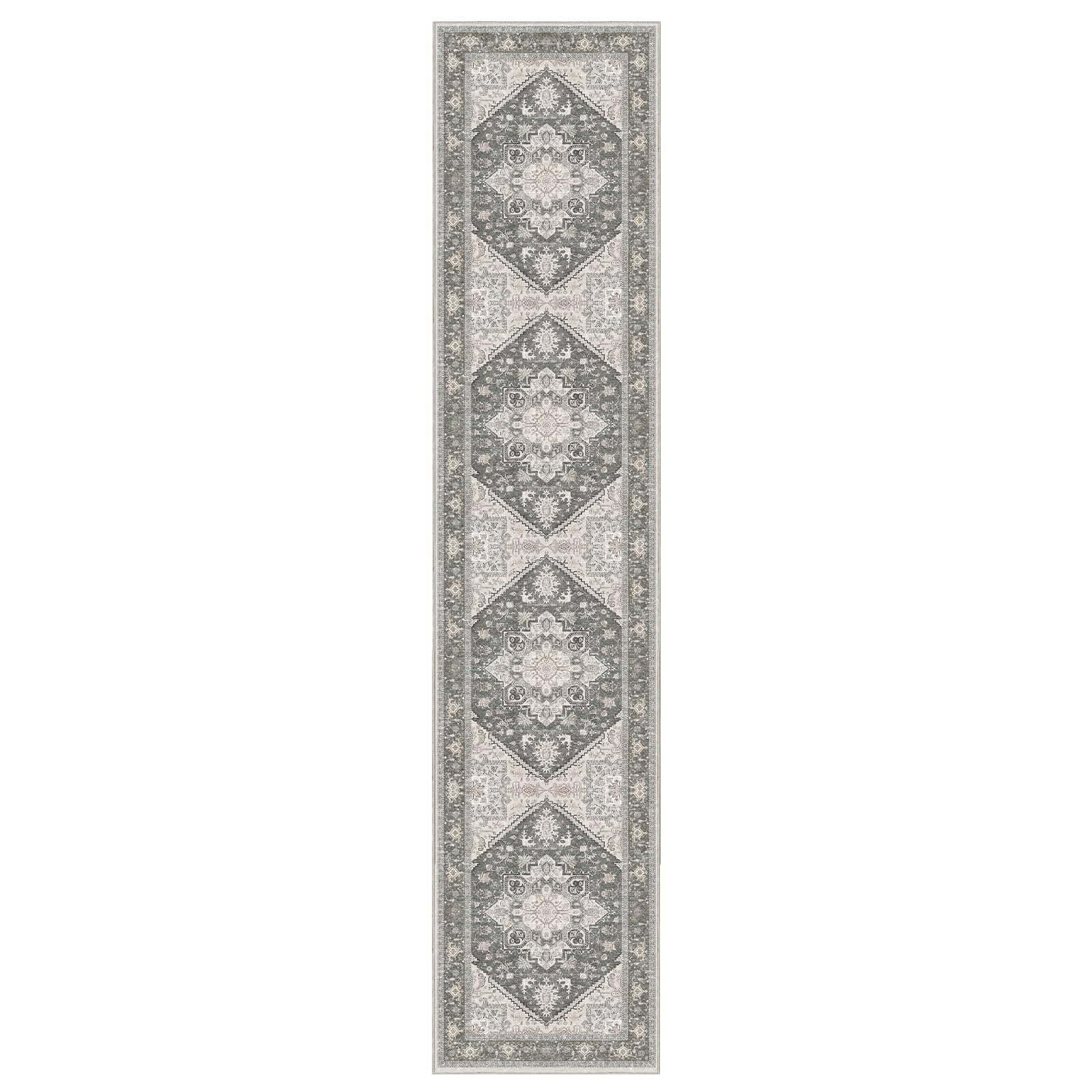 OPPODREAM Soft Area Rugs 2x10, Persian-Inspired Washable Rug, Greenish Grey