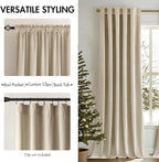 MIULEE Velvet Curtains 90 inches - Luxury Blackout Curtains for Bedroom Living Room Thermal Insulated Super Soft Window Drapes Rod Pocket & Back Tab, Beige, W52 x L90 inches, 2 Panels