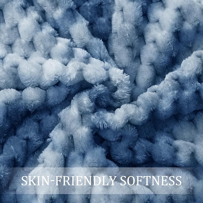 Exclusivo Mezcla Fleece Throw Blanket for Couch, Extra Large Fuzzy Tie-dye Stone Blue Bed Blankets, Soft Cozy Plush Sofa Throws for All Seasons, 50x70 Inches