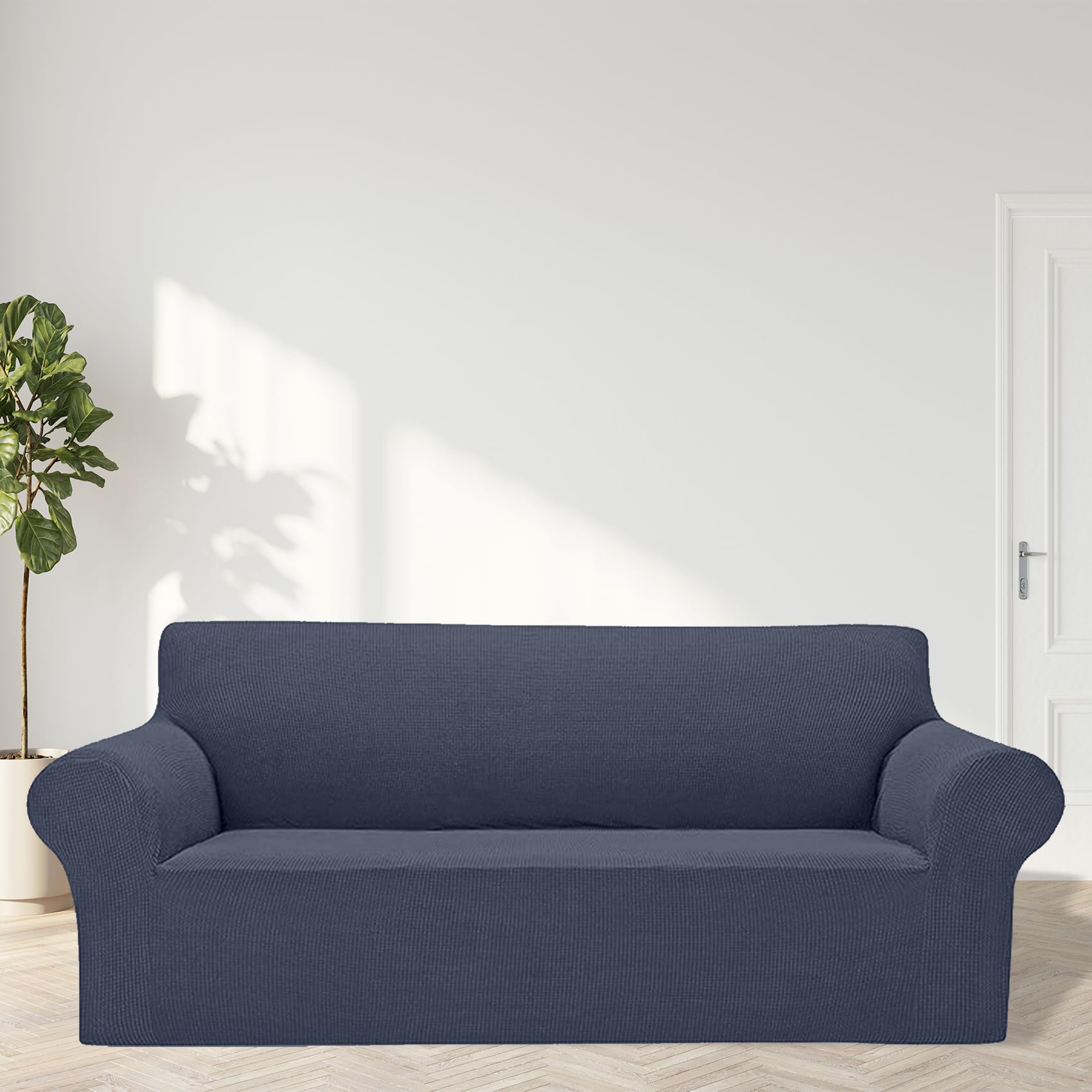 Cupuamon 2026 New Stretch Sofa Slipcovers Couch Cover for 3 Cushion Furniture Protector Sofa Covers with Elastic Bottom Jacquard Fabric Small Checks for Pets, Kids -Sofa, Charcoal