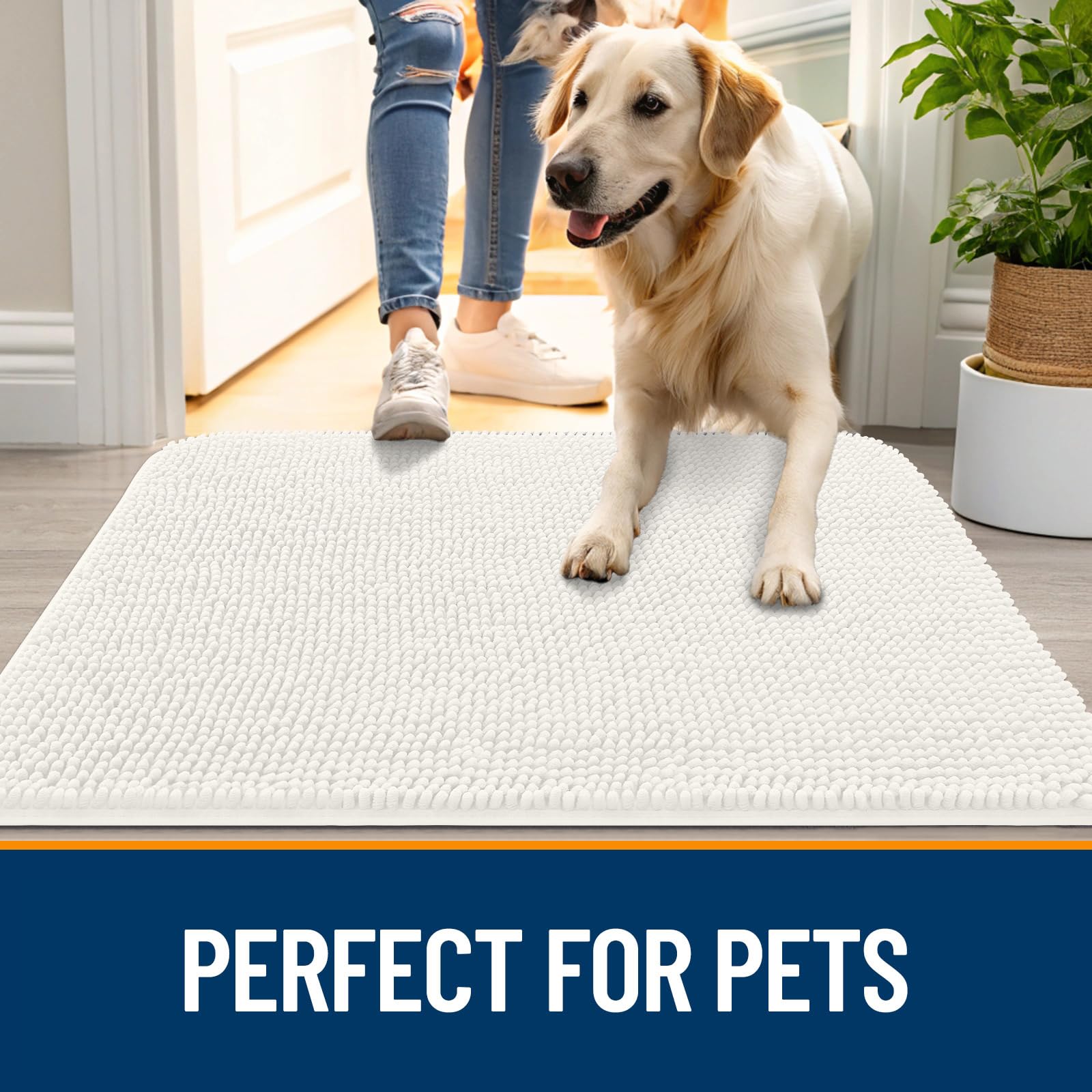 OLANLY Dog Door Mat for Muddy Paws 70x24, Super Absorbent Chenille Mud Mat