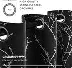 Deconovo Black Blackout Curtains, Thermal Insulated Soundproof Privacy Curtain Drapes, Branch Foil Print, 52 x 72 Inch Long, 2 Panels, Machine‑Washable Window Panel for Bedroom Living Room Office Home