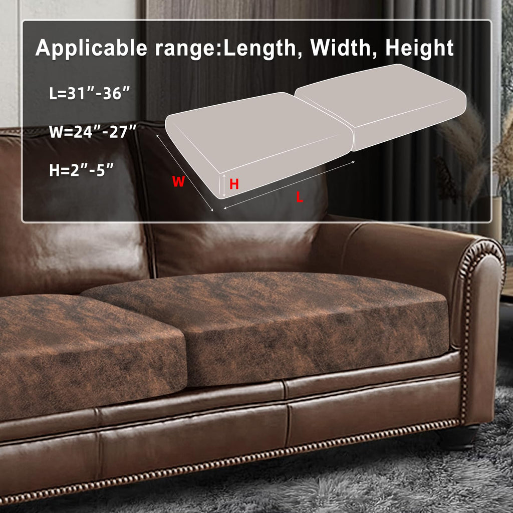 ANARACHON Leather Look Couch Cushion Covers Sofa Seat Slipcovers Sets Couches Furniture Protector for Sectional Armchair Loveseat Pets Kids Stretch Spandex Fabric (2 Cushion Sofa, Dark Brown)