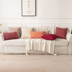 MIULEE Corduroy Decorative Throw Pillow Covers 20x20 Crimson Pack of 2