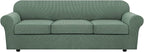 H.VERSAILTEX 4 Piece Stretch Sofa Covers for 3 Cushion Couch Covers for Living Room Furniture Slipcovers (Base Cover Plus 3 Seat Cushion Covers) Upgraded Thicker Jacquard Fabric (XL Sofa, Loden Frost)