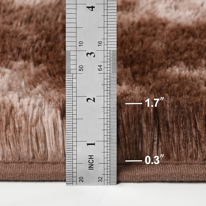 Deerhoo Large Shag Area Rugs 5 x 8, Tie-Dyed Plush Fuzzy Rugs for Living Room, Ultra Soft Fluffy Furry Rug for Bedroom, Indoor Carpet Nursery Rugs for Kids Room Home Decor, Coffee