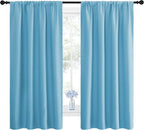 NICETOWN Kitchen Blackout Curtains Panels - Window Treatment Thermal Insulated Room Darkening Rod Pocket Drapes for Bedroom (Teal Blue, Set of 2, 42 by 63 inches Long)
