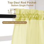 Chyhomenyc Lemon Sheer Curtains 96 inches Long 2 Panels, Light Filtering Soft Airy Solid Elegant Voile Window Treatment Drapes for Bedroom Living Room, 42Wx96L, 8FT L