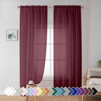 Simplebrand Red Sheer Panles 72 Inches Long 2 Panels for Living Room, Rod Pockets Airy Window Treatments Voile Sheer White Curtains Panels Lightweight for Front Back Patio Glass Door, 42" Width