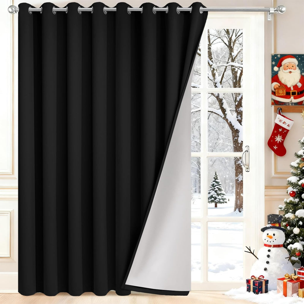 Yakamok Grey 100% Blackout Curtains W100xL84 inch Gray Sliding Door Drapes