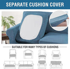 H.VERSAILTEX 4 Piece Stretch Sofa Covers for 3 Cushion Couch Covers for Living Room Furniture Slipcovers (Base Cover Plus 3 Seat Cushion Covers) Upgraded Thicker Jacquard Fabric (XL Sofa, Dusty Blue)