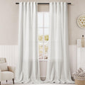 Off White Semi Sheer Linen Curtains 90 inch Length for Living Room Back Tab Rod Pocket Modern Farmhouse Coastal Decor White Cotton Textured Gauze Curtains 90 inches Long for Dining Room Office