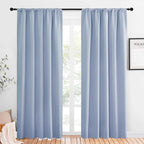 NICETOWN Window Curtains Blackout Drapes, Vintage Blue, 1 Pair, 52 by 84-Inch, Thermal Insulated Solid Rod Pocket Blackout Curtains/Draperies for Living Room