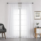 Chyhomenyc White Sheer Curtains 108 Inch Length 2 Panels Set, Extra Long Light Filtering Solid Voile Window Drapes for Living Room Party Ceremony, 42Wx108L, 9FT Length, Set of 2, White