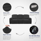 PureFit Super Stretch 3 Seats Recliner Chair Sofa Couch Cover with Pocket – Non Slip Soft Sofa Slipcover, Washable Spandex Reclining Furniture Protector for Kids, Pets (Recliner Sofa, Dark Gray)